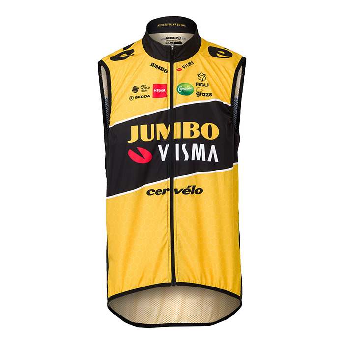 2022 Windweste Jumbo Visma Gelb Trikot Kurzarm und Tragerhose - zum Schließen ins Bild klicken